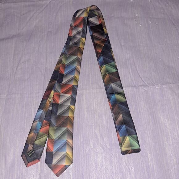 Boys Plaid Zig Zag Neck Tie & Matching Pocket Square - Picture 3 of 6